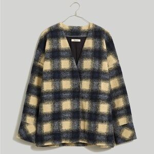 Madewell Brushed Jacquard Wrap-Front Cardigan in Plaid